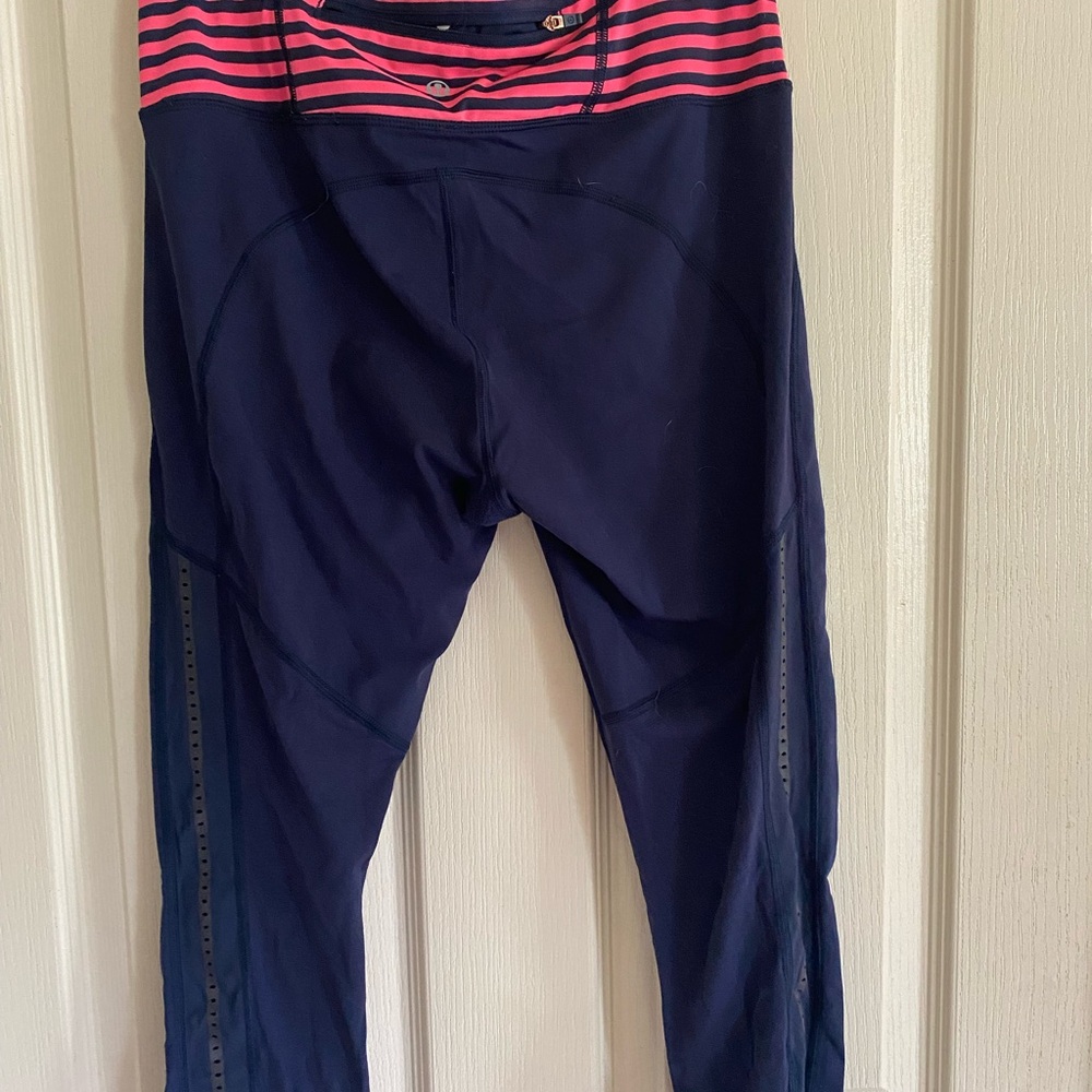 Navy and Pink Striped Leggings